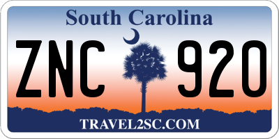 SC license plate ZNC920