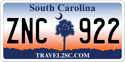 SC license plate ZNC922