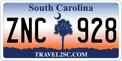 SC license plate ZNC928