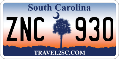 SC license plate ZNC930