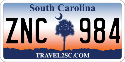 SC license plate ZNC984