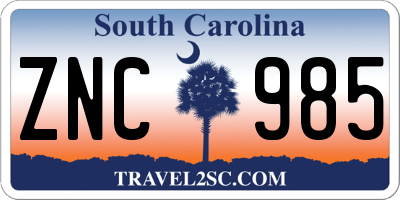 SC license plate ZNC985