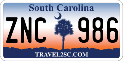 SC license plate ZNC986