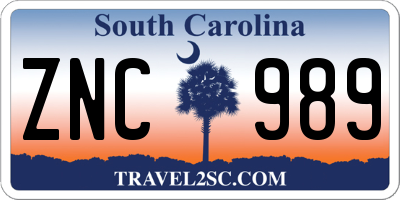 SC license plate ZNC989