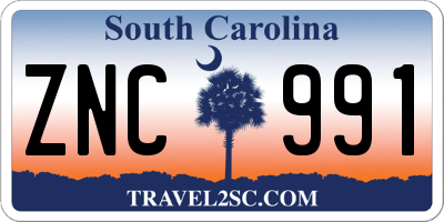 SC license plate ZNC991