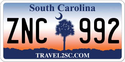 SC license plate ZNC992