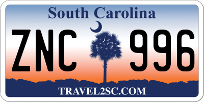 SC license plate ZNC996