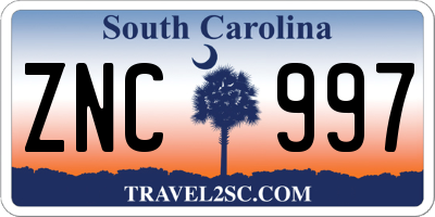 SC license plate ZNC997