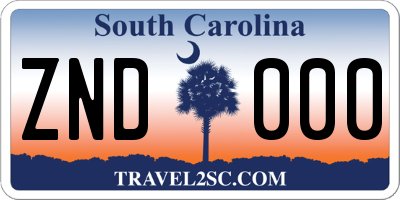 SC license plate ZND000