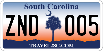 SC license plate ZND005