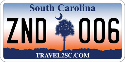 SC license plate ZND006