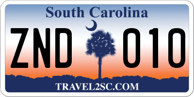 SC license plate ZND010
