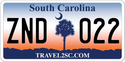 SC license plate ZND022