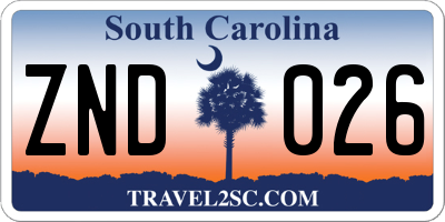 SC license plate ZND026