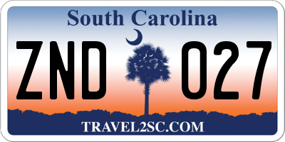 SC license plate ZND027
