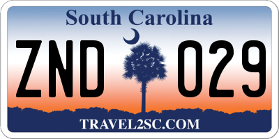 SC license plate ZND029