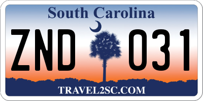 SC license plate ZND031