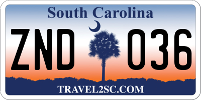 SC license plate ZND036