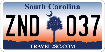 SC license plate ZND037