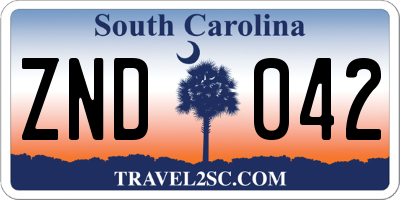 SC license plate ZND042