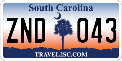 SC license plate ZND043