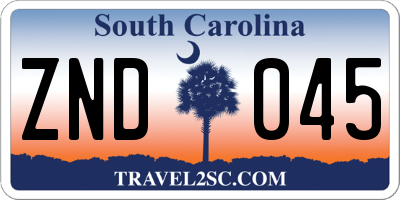 SC license plate ZND045