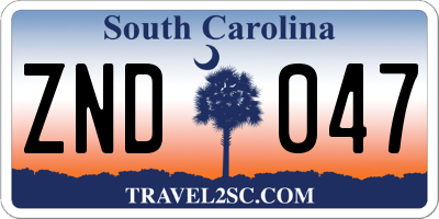 SC license plate ZND047