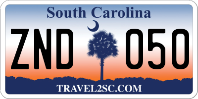 SC license plate ZND050