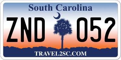SC license plate ZND052