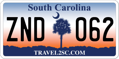 SC license plate ZND062
