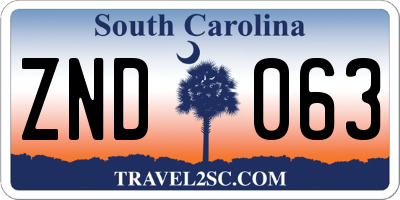 SC license plate ZND063