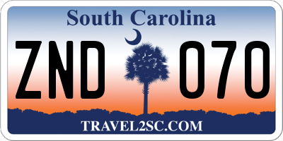 SC license plate ZND070