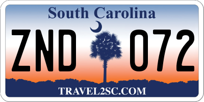 SC license plate ZND072
