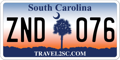 SC license plate ZND076