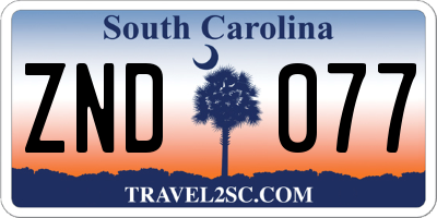 SC license plate ZND077
