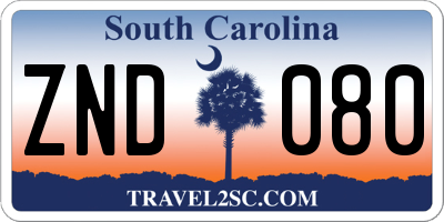 SC license plate ZND080