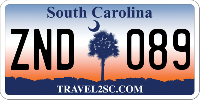SC license plate ZND089