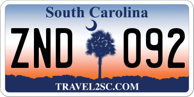 SC license plate ZND092