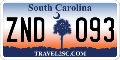 SC license plate ZND093