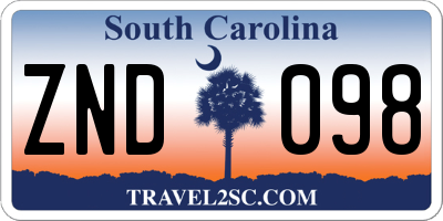 SC license plate ZND098