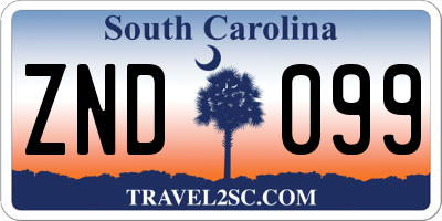 SC license plate ZND099