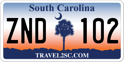 SC license plate ZND102
