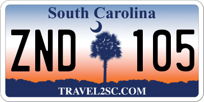SC license plate ZND105