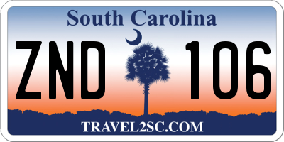 SC license plate ZND106