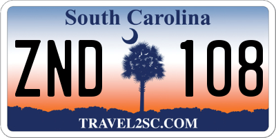 SC license plate ZND108