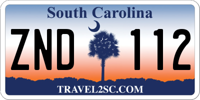 SC license plate ZND112