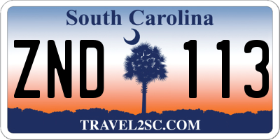 SC license plate ZND113