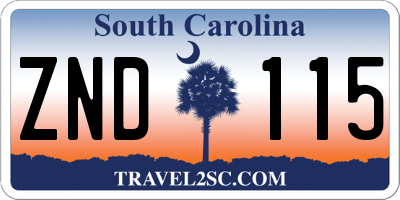 SC license plate ZND115
