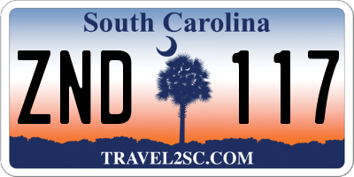 SC license plate ZND117