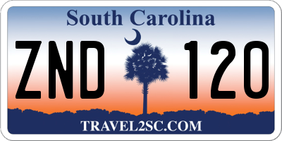 SC license plate ZND120